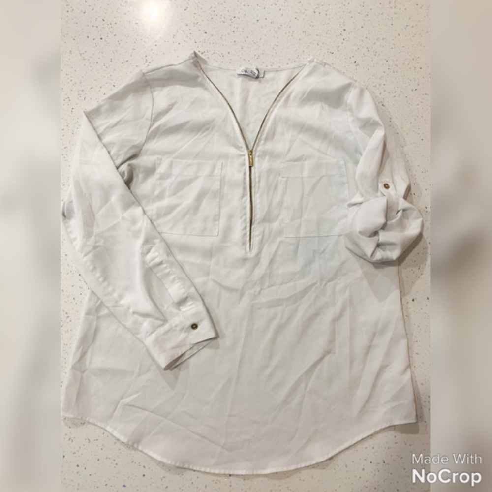 Calvin Klein White Zip Blouse